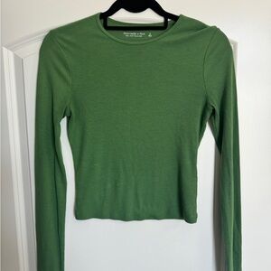 Abercrombie & Fitch Green Soft A&F essentials Long Sleeve Ribbed Top